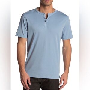 Robert Barakett Men's Henley Short Sleeve Cotton Light Blue Shirt Size XXL